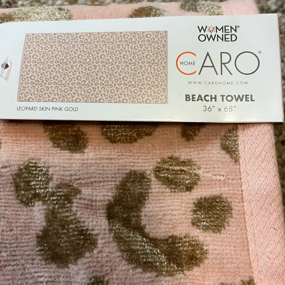 🆕 Caro Home Leopard Pink Gold Oversized Beach Towel